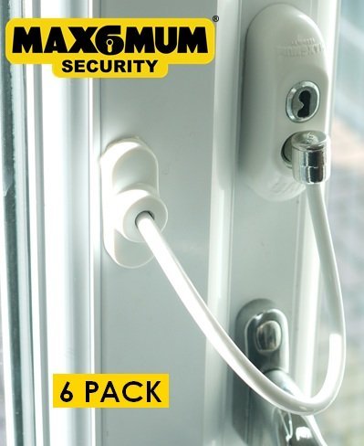 MAX6MUM SECURITY Lockable Baby and Child Window and Door Safe Restrictor in White (6 Pack)