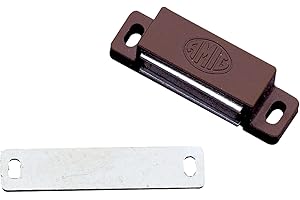 Amig - Pack de 2 Golpetes Magnéticos Mod.10 Acabados en Marrón - Cierre Oculto para Puertas de Armarios y Muebles de Hogar u Oficina - Medidas: 56 x 15 mm - Se Incluyen Tornillos de Fijación