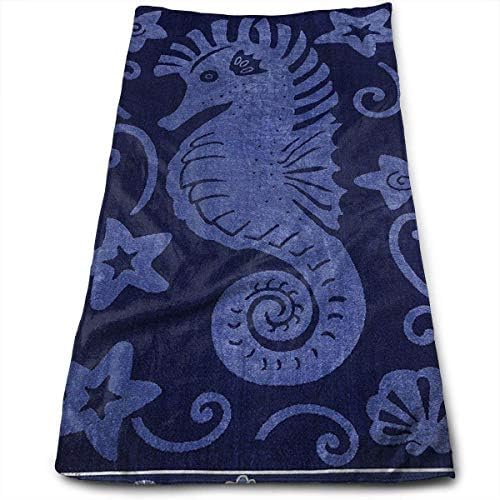 Jiayou J Sea Horse Bath Towels for Bathroom-Hotel-Spa-Kitchen-Set - Circlet Egyptian Cotton - Highly Absorbent Hotel Quality Towels 12" X 27.5"