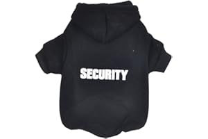 ZoonPark® Hundebekleidung, Kapuzenpullover für kleine, mittelgroße und große Hunde, aus weichem Fleece, Aufschrift: Security, wärmt im Winter