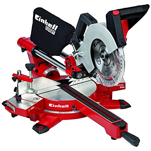 Einhell Zug Kapp Gehrungssäge TE-SM 2131 Dual (1600 W, Sägeblatt Ø 210 mm, Schnittbreite 310 mm, Softstart, schwenkbarer Sägekopf, Laser, LED-Licht) - 2