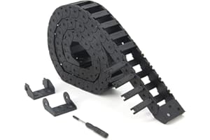 Zeberoxyz Cadena de arrastre de 15 x 30 mm, longitud de 1 metro, tipo abierto, de plástico negro, flexible, soporte R28 con 1 kit de conectores de extremo (15 mm x 30 mm, abierto exterior)