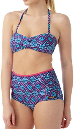 Ladies Aztec Bikini with Deep Brief Swimwear B-C, D-DD Cups. (14 D-DD cup, Blue)