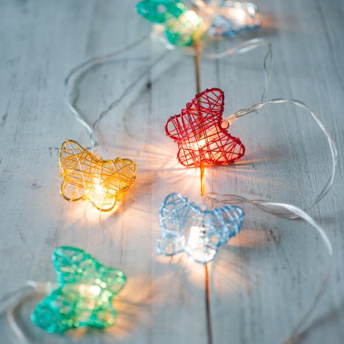 10er LED Lichterkette bunte Schmetterlinge Ostern Deko batteriebetrieben Lights4fun