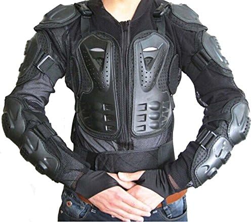 CQJDG Motorbike Motorcycle Protective Body Armour Armor Jacket Guard Bike Biker Motocross Gear (Black , XXL)