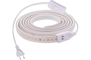 XUNATA 6m Actualizado 220V 2835 Tira LED con Interruptor, 120 LEDs/m Luces Blanco frio, IP67 Impermeable, Escalera de Techo Blancas Tira de LED Cocina Lights