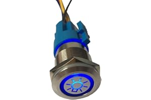 Mintice Acciaio Inossidabile 12V 5A Blu Luce Auto Bilanciere Pulsante Interruttore a Levetta in Metallo 19mm Faro Presa di Corrente Spina
