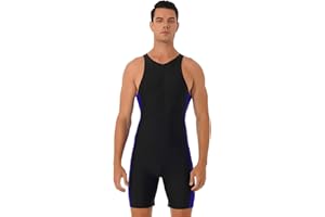 dPois Tuta da Triathlon da Uomo Costume da Bagno Rash Guard Body da Wrestling Tuta Intera da Ciclismo Classica Tri Suit Sleeveless Skinsuit Muta da Nuoto Subacquea per Allenamento