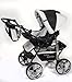 3-in-1 Travel System with Baby Pram, Car Seat, Pushchair & Accessories, Black & White