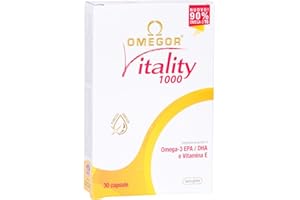 OMEGOR® Vitality 1000 con 90% di Omega-3 TG! Certificato 5* IFOS dal 2006. EPA 535mg e DHA 268mg per capsula. Struttura min. 90% trigliceridi e distillazione molecolare | 30 capsule
