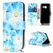 Produktbild Lonchee Schutzhülle / Cover / Handyhülle / Ledertasche / Brieftasche Etui für Samsung Galaxy A5 2017 Marmormuster Gemalte Muster Design Folio PU Leder Tasche Case Hülle im BookStyle mit PU Leder Hülle Wallet Case – Orchidee