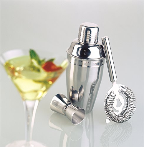 geschenkartikel-shopping 100-2573 Edelstahl Cocktail Shaker Set 0,5 Liter 3-teilig mit Sieb und Messbecher - 3