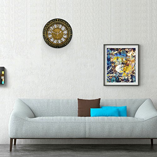 Foxtop 12 Zoll Antike Vintage Retro Wanduhr ohne Ticken, Silent Nicht-tickende Wanduhr Uhr w Frontglas-Abdeckung für Wohnzimmer Küche Schlafzimmer Dekoration, Gold - 6