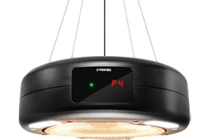TROTEC Promiennik podczerwieni IR 1550 SC – moc grzewcza 600 W / 900 W / 1500 W – promiennik sufitowy do patio, inkl. Fernbedienung, oświetlenie LED