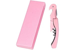 AAABOX Sacacorchos Profesional Sommelier de Doble Palanca，3 en 1 Abridor de Vino con Espiral de Acero Inoxidable,Wine Opener con Caja de Regalo(Rosa)