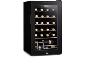 Subcold Viva24 LED – Under Counter Wine Fridge Black | 3-18°C | Wine Cooler | LED + Lock & Key | Glass Door Drinks Cellar | Single-Zone (24 Bottle)