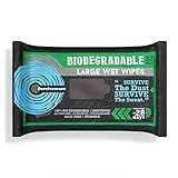 Surviveware Biodegradable Wet Wipes for No Rinse Bathing and Showers. Great for Camping, Travel, Gym, Commute and Body Cleansing, Personal Hygiene and Cleaning. Hypoallergenic & Unscented