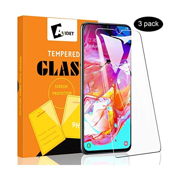 A-VIDET 3 Stück Panzerglas Schutzfolie für Samsung Galaxy A70 Vollschutz-mit Ultra-Stärke Ultra-klare Transparenz Panzerglas Displayfolie für Samsung Galaxy A70