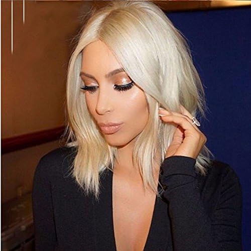 LUFFYWIG 10A Sexy #613 Blonde Virgin Hair Lace Front Wig BOb Cut Wig Natural Wave Lace Front Human Hair Summer Bob Wig 16 Inch