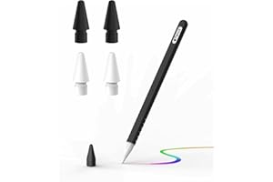 GRALIFCARE Pack de 4 Puntas para lápiz Apple Compatible: High Sensitivity Pencil Tip de Repuesto para Apple Pencil 2ª generación – 1 Pack de Funda de Silicona para Apple Pencil 2ª generación,Negro