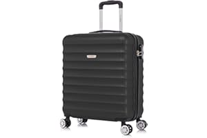 FLYMAX 56x45x25 Easyjet Cabin Bag Hand Luggage Approved Cabin Case Carry on Lightweight Suitcase Also Approved for BA Jet 2 57L 2.8kg Black