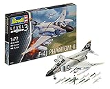 86 Einzelteile (Bausatz) Revell Modellbausatz Flugzeug 1:72 - F-4J Phantom II im Maßstab 1:72, Level 3, originalgetreue Nachbildung mit vielen Details, 03941