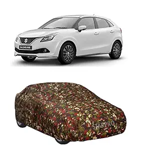 SHIVRAT Presents Semi Waterproof and Dustproof Car Body Cover Compatible with Maruti Suzuki Baleno All Variants_Militory Color with Mirror Slots