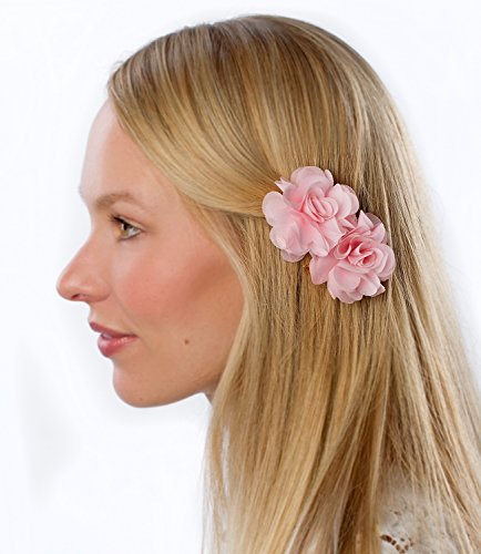 SIX "Blumen" 2er Set Doppelpack Haarspangen mit rosa Stoff Blumen Blüte Brautschmuck (329-582)