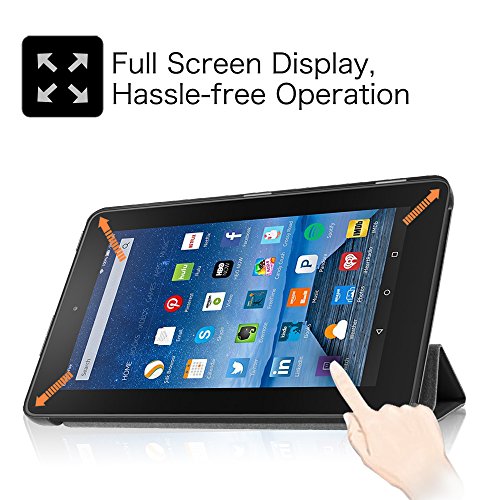 Fintie Fire 7 2015 Hülle – Ultra Slim Lightweight Schutzhülle Tasche Smart Shell Case mit Standfunktion für Amazon Fire 7 Zoll (5. Generation – 2015 Modell) Tablet, Schwarz - 5
