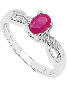The Ruby Ring Collection: Wunderschöner Silberring Verlobungsring mit ovalem Rubin