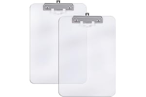 ‎HNOGRI Hnogri Kunststoff-Klemmbrett 2er-Set, Standard A4 Letter Size Klemmbretter für Studenten, Büro und Frauen, Zwischenablage mit Stifthalter und Low Profile Clip, Größe 12,5 x 9 Zoll, (Klar)