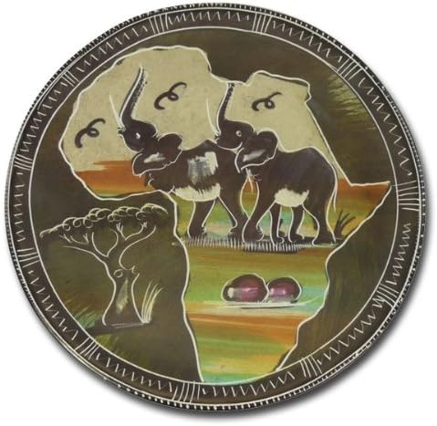 Decoration plate "elephants", medium, brown