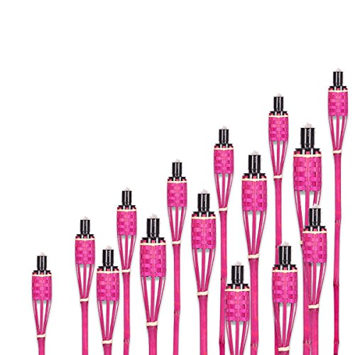 Noveste 18 Stück Rosarot Bambusfackel Gartenfackel Bambus Fackel Gartenfackeln Garten Deko 90cm - 2