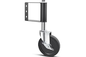 EIDOCT Heavy Duty Gate Caster Wheel, 4 inch Heavy Duty Rubber Wheel, Gate Roller with Brake, for Fence Wooden Gate with 100 Lbs Load Capacity, Black