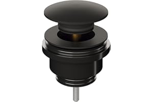LEMONBATH - Válvula Click-Clack Universal para Desague Lavabo, Fregadero, Bidet y Bañera - Baño e Inodoro - Válvula con Tapon Lavabo - Duradero, Fácil de Limpiar, Montaje Fácil, Negro Mate