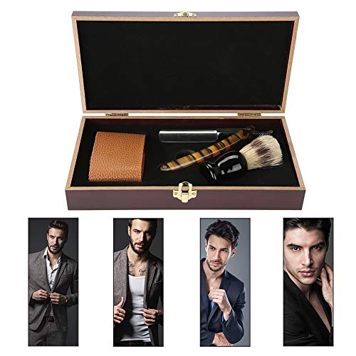 Preisvergleich Produktbild Professionelles Rasiermesser, Edelstahl Gesichtsrasierer faltender Kopf Rasierapparat Rasierapparat,der Gesichtswerkzeug säubert, leicht zu schärfen, mit Holzschatulle