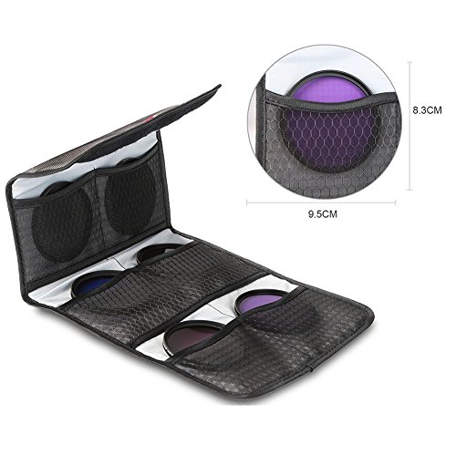 Beschoi - Funda de Nylon Acolchada para Filtros de Cámara Canon Nikon Sony Pentax etc con 6 Ranuras, Bolsa para 6 Filtros Fotografías Lentes Objetivos (Color:Gris ; Talla Grande)