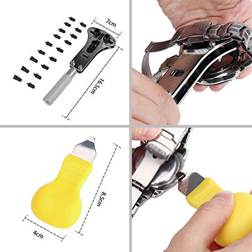 Fypo Uhrenwerkzeug Set Uhr Werkzeug inkl. 16pcs Profi-Version Uhrband wechseln Uhrband verlängern & verkürzen, geeignet für Uhr mit Schraubböden oder Druckböden & Durchmesser über 35mm Uhrmacher - 6