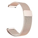 ZGS 22mm Smartwatch Band Ersatzarmband M?nner & Frauen Milanese Loop Magnetverschluss Mesh Edelstahl Metallarmband Schnellverschluss Uhrband (Rose Gold)