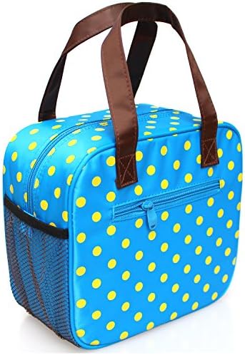 Coosin Insulated Lunch Tote Durable Nylon Oxford Cloth Picnic Bag &amp; Ice Pack Aluminum Foil Liner Super Insulated cooler Bag 7 L Large Capacity Design Reusable Lunch Bag (10x9, Light blue)