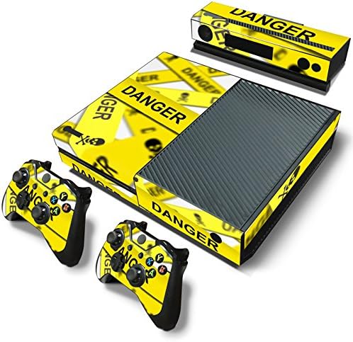 NoveltyThunder® - Skin Sticker Cover For For Xbox One 1 Console Decal Set Vinyl + 2 Controller Skins + Kinect (Danger Zone)