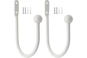 DXLing 2 Stück Raffhalter Metall Weiß Gardinenhalter Raffhalter Wandbefestigung U-Form Raffbügel für Vorhänge Vorhang Holdbacks Tieback Hooks Dekorativer Raffhalter für Gardinen Haus Dekoration