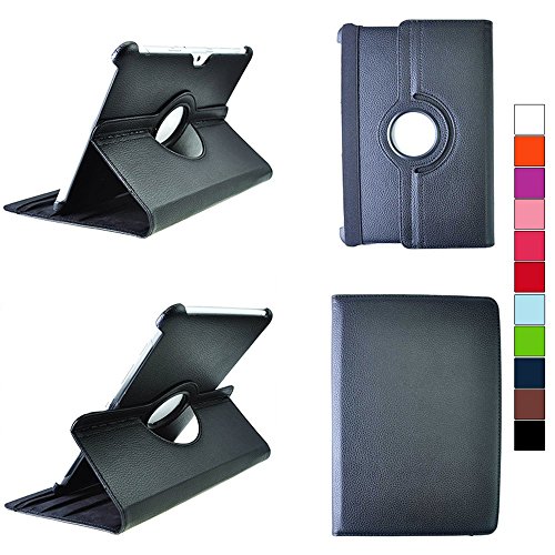 COOVY® Funda para Samsung Galaxy Tab 10.1 N GT-P7500 GT-P7501 GT-P7510 GT-P7511, Tab 2 10.1 P5100 P5110 Smart 360º Grados ROTACIÓN Cover Case Protectora Soporte | Color Negro