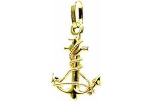 PEGASO GIOIELLI - Ciondolo Oro Giallo 18kt (750) Pendente Ancora Filo Corda Uomo Donna Bambini