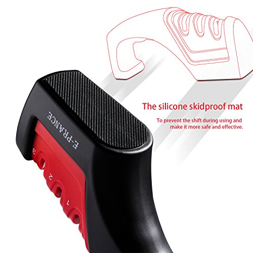 E-PRANCE M5 Messerschärfer Messerschleifer Knife Sharpener mit 3 Stufen, Hochwertig, Schwarz&Rot - 3