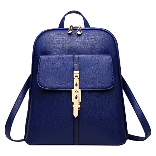 MissFox Women's Casual Weave Zipper School Travel Backpack Sapphire Blue