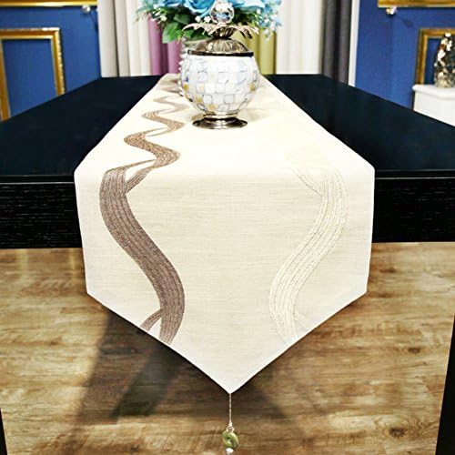 JINGJIE dining table Decoration Simple Table runner,Modern chinese style Fluid systems Table runner Embroidered Hotels dining table Decoration Fabric Table runner-A 34x260cm(13x102inch)
