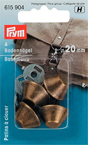 PRYM Boden Nägel für Taschen, Metall, antik Messing, 20 mm Durchmesser, 4-teilig