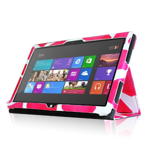 Fintie Schutzhülle Flip Case mit Stylus Halterung für Microsoft Surface RT/Surface 2 26,9 cm nicht kompatibel mit Windows 8 Pro – – ZD-Giraffe Magenta Surface 2 / Surface RT - 3