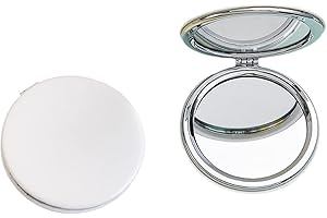 Zcooooool Round Folding Mirror 6.7 cm Makeup Mirror Professional Double-Sided Makeup Mirror (One Side Enlarged, the Other Side Normal) PU Surface Mirror